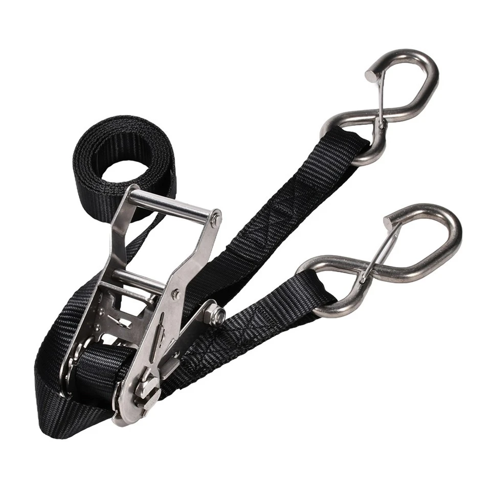 1-1/16 Inch Stainless Steel Ratchet Tie Down Strap With Locking S Hook best