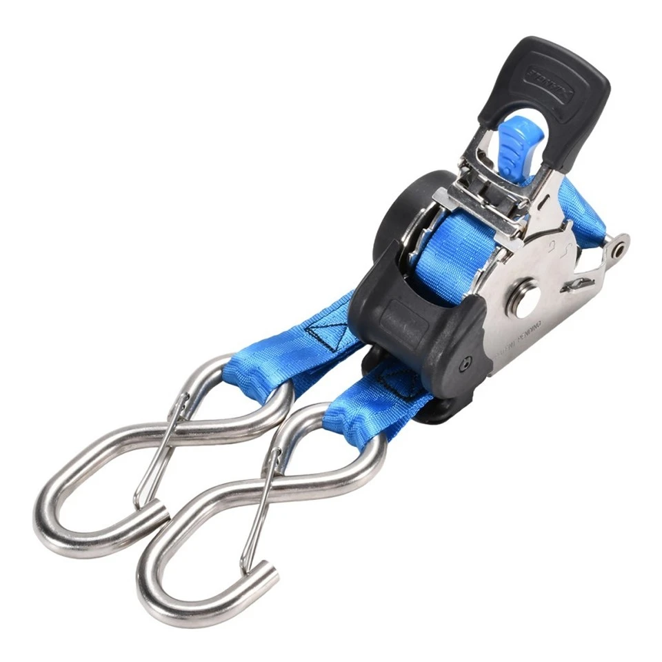1inch X 10ft 304L Stainless Steel Retractable Ratchet Strap With Fully Bend S Hook high quality