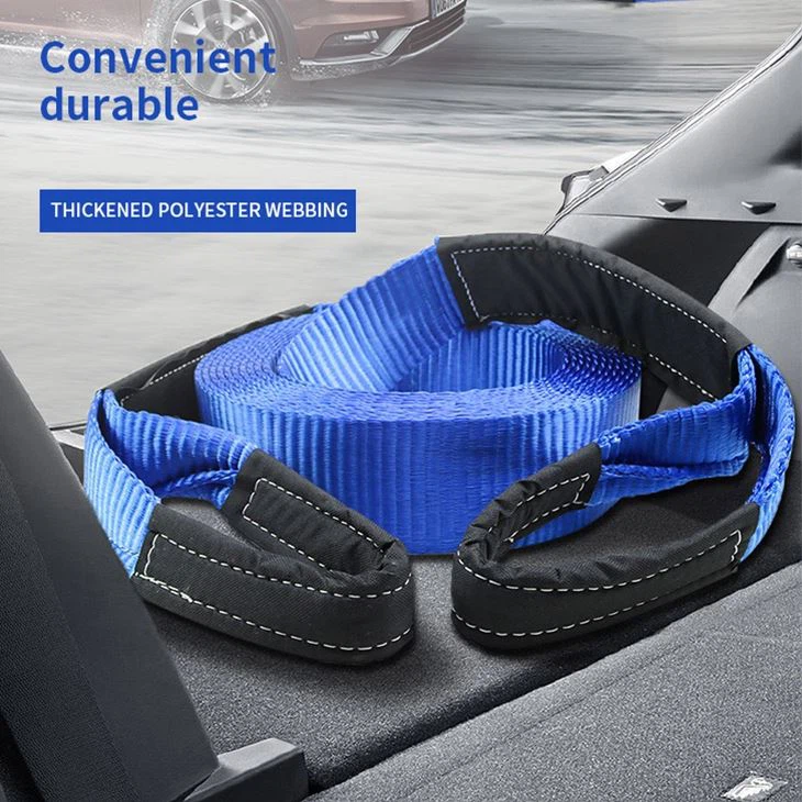3'' X 30 Ft Tow Strap, Heavy Duty With 30,000lb Capacity-Emergency Towing Rope For Recovery Vehicles (Blue)
