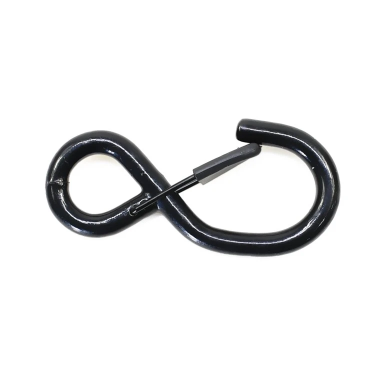 Black Rubber Coated Metal S Hook For Ratchet Buckle